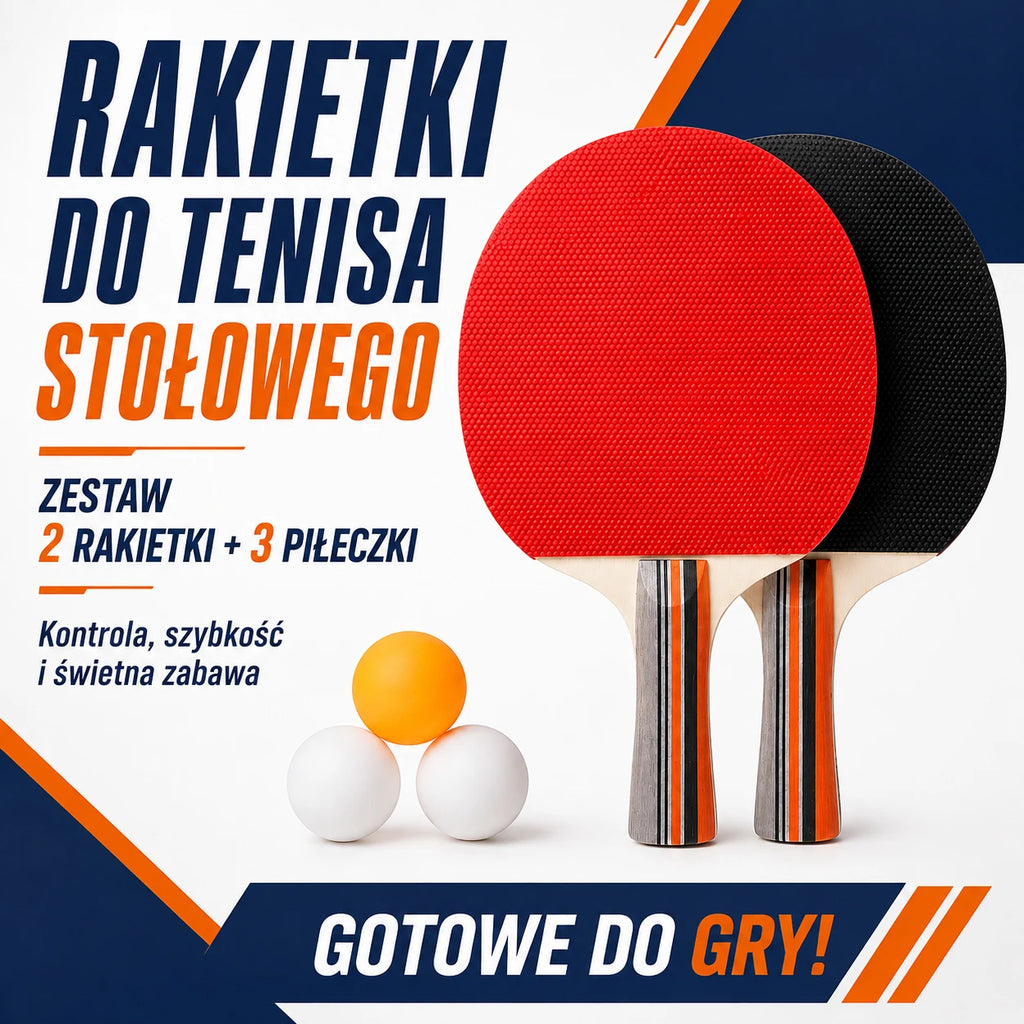 Juego de Ping Pong 2 Raquetas + 3 Pelotas, Palas de Tenis de Mesa con Mango de Madera, Kit de Entrenamiento Recreativo