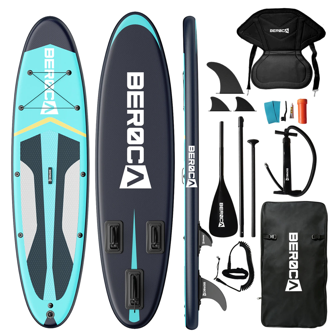 Tabla de paddle surf inflable, 320 x 80 cm, capacidad de carga de 160 kg, plegable, para practicar paddle surf de pie, con superficie antideslizante e impermeable, ideal para adultos y para dos personas, para practicar deport