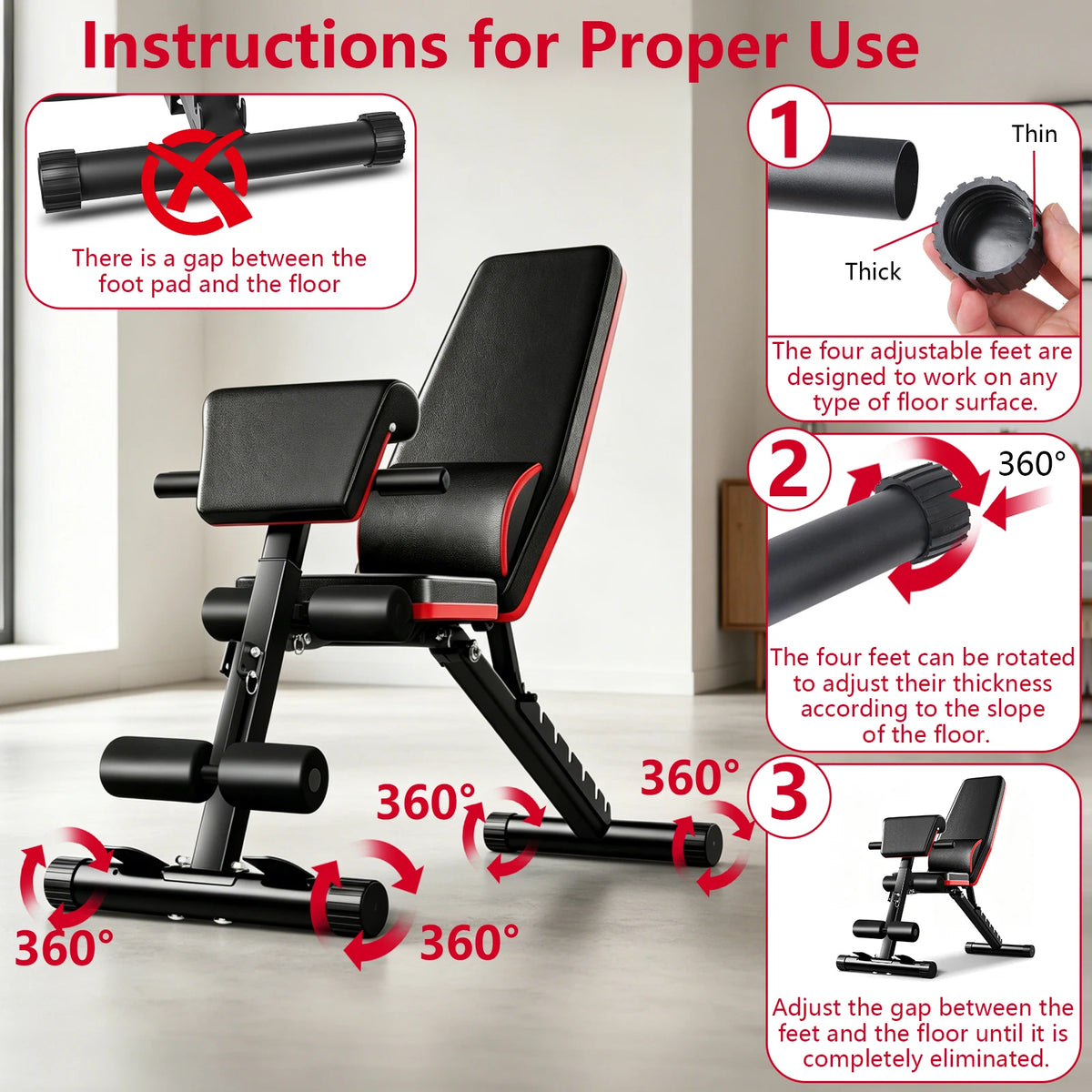 Banco de Pesas Plegable Multifuncional 6 en 1, Banco de Ejercicios con Respaldo Ajustable en 7 Posiciones y Cuerdas de Resistencia para Entrenamiento de Cuerpo Completo en Casa