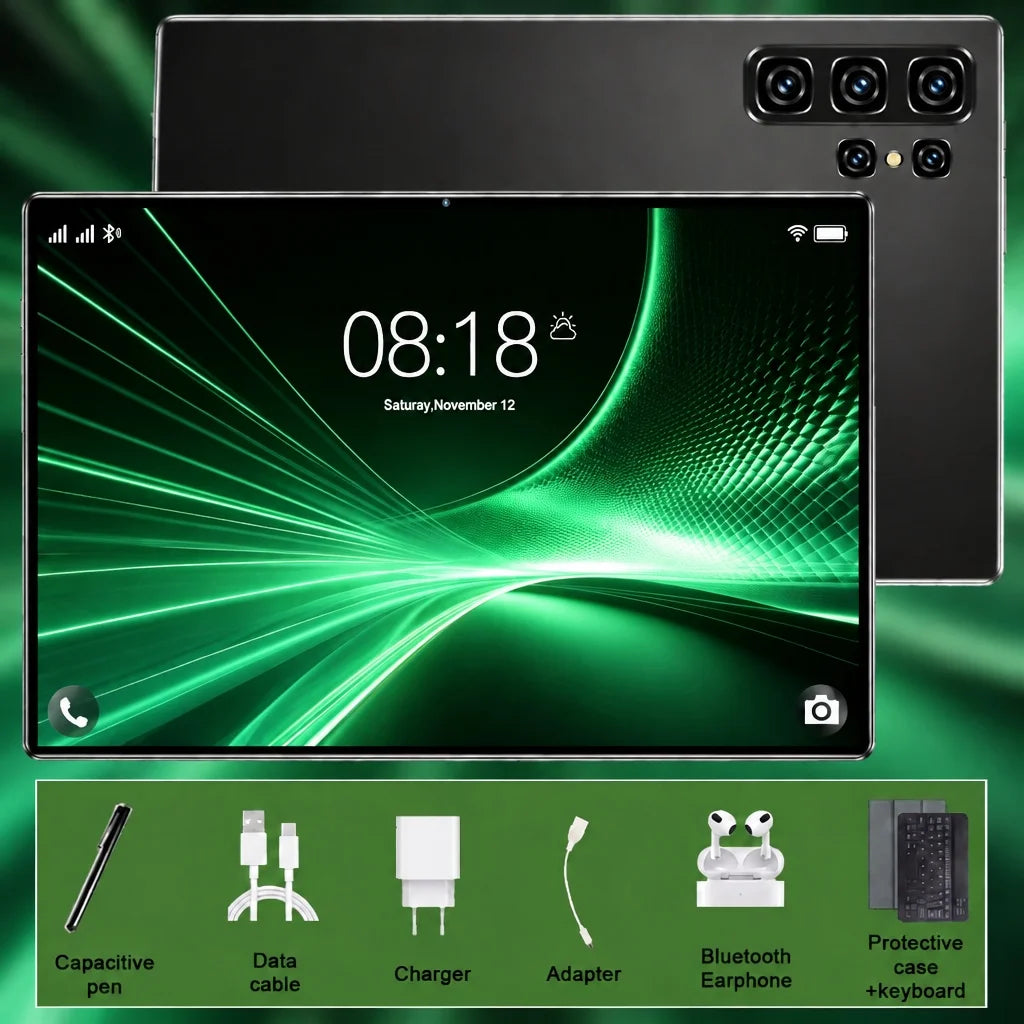 1. Tableta Android de 10.36 Pulgadas con Pantalla de Visión Clara, Versión Global 2026, Rendimiento de Respuesta Rápida, 16GB+1TB, Procesador de 14 Núcleos, Batería de 20000mAh, Android 13.0, Wifi, Cámaras Duales de 16M