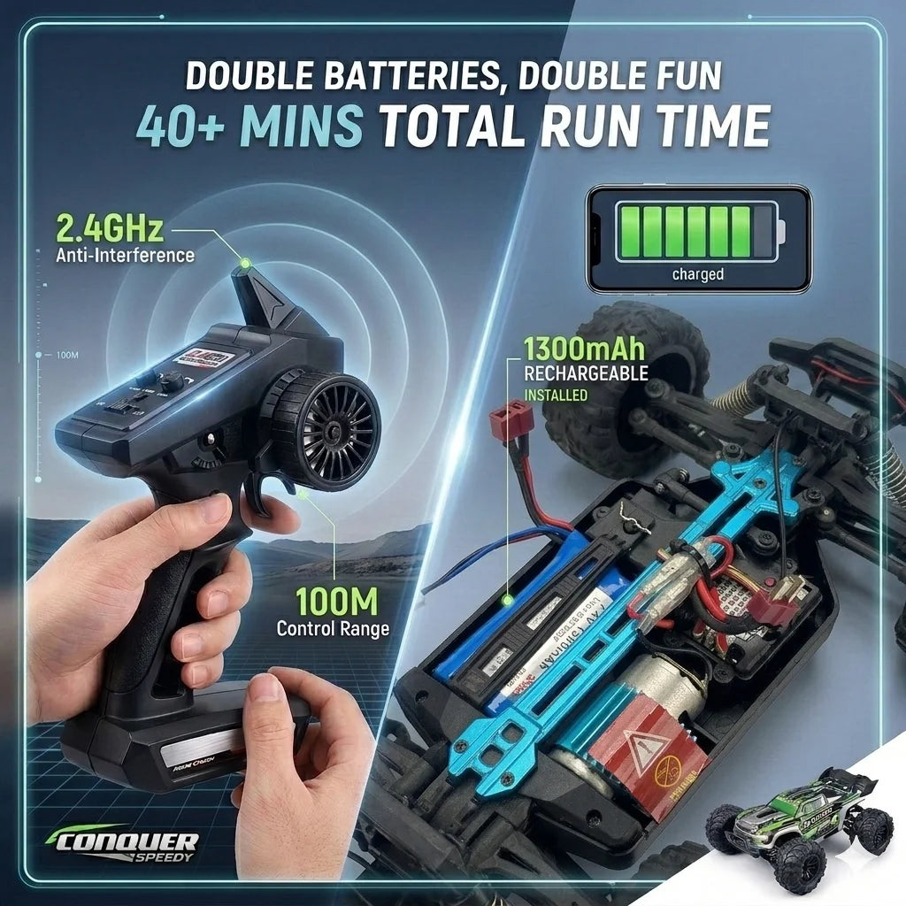 1:16 Scale RC Car 50KM/H High Speed 4WD Off-Road Monster Truck IPX4 Waterproof 2.4GHz Remote Control Hobby Grade Vehicle for Adults Kids All Terrain Racing