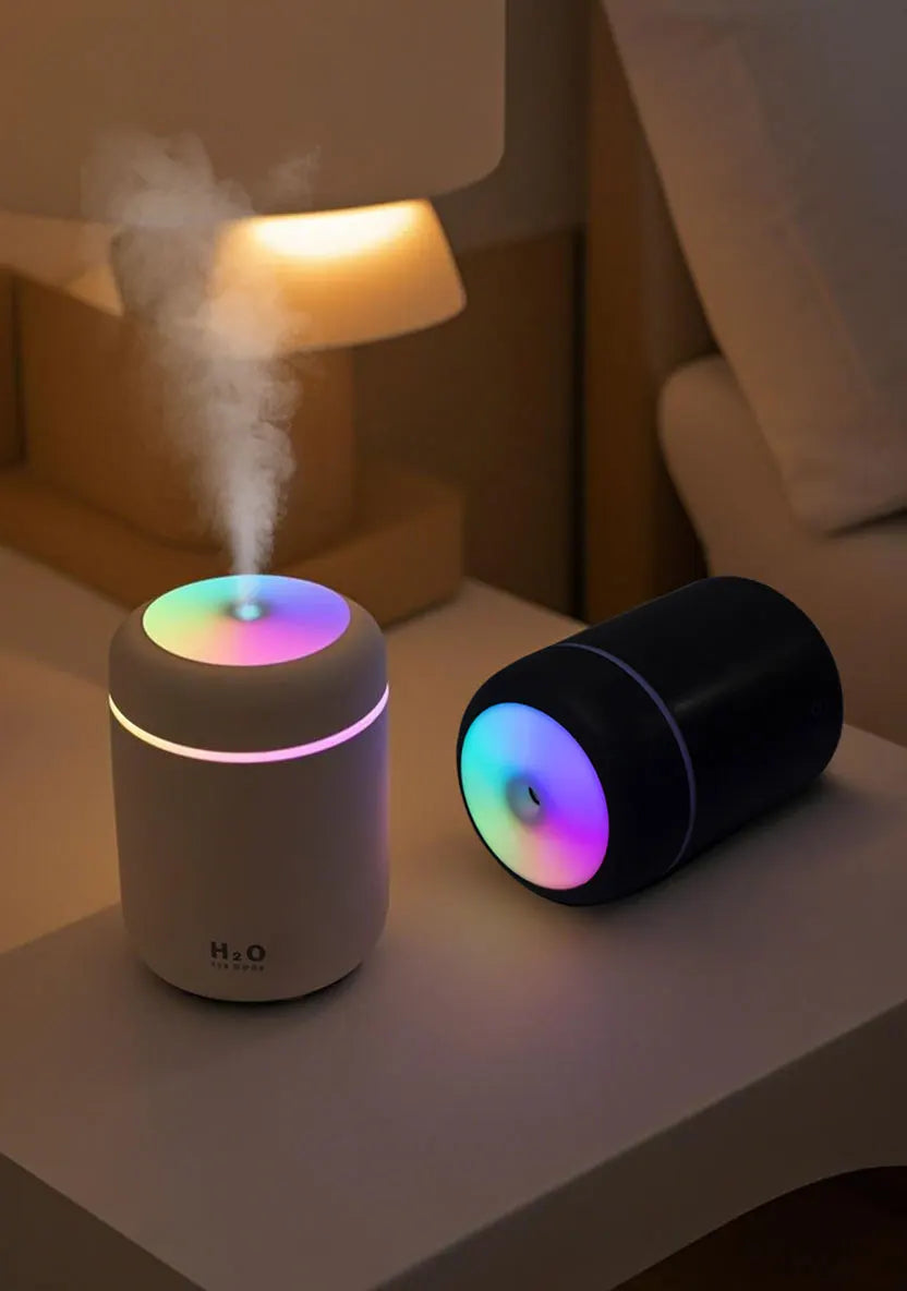 Difusor de aromaterapia de 300ml, humidificador, purificador de aire, uso doméstico en el coche, aceite esencial de aromaterapia con luz de siete colores