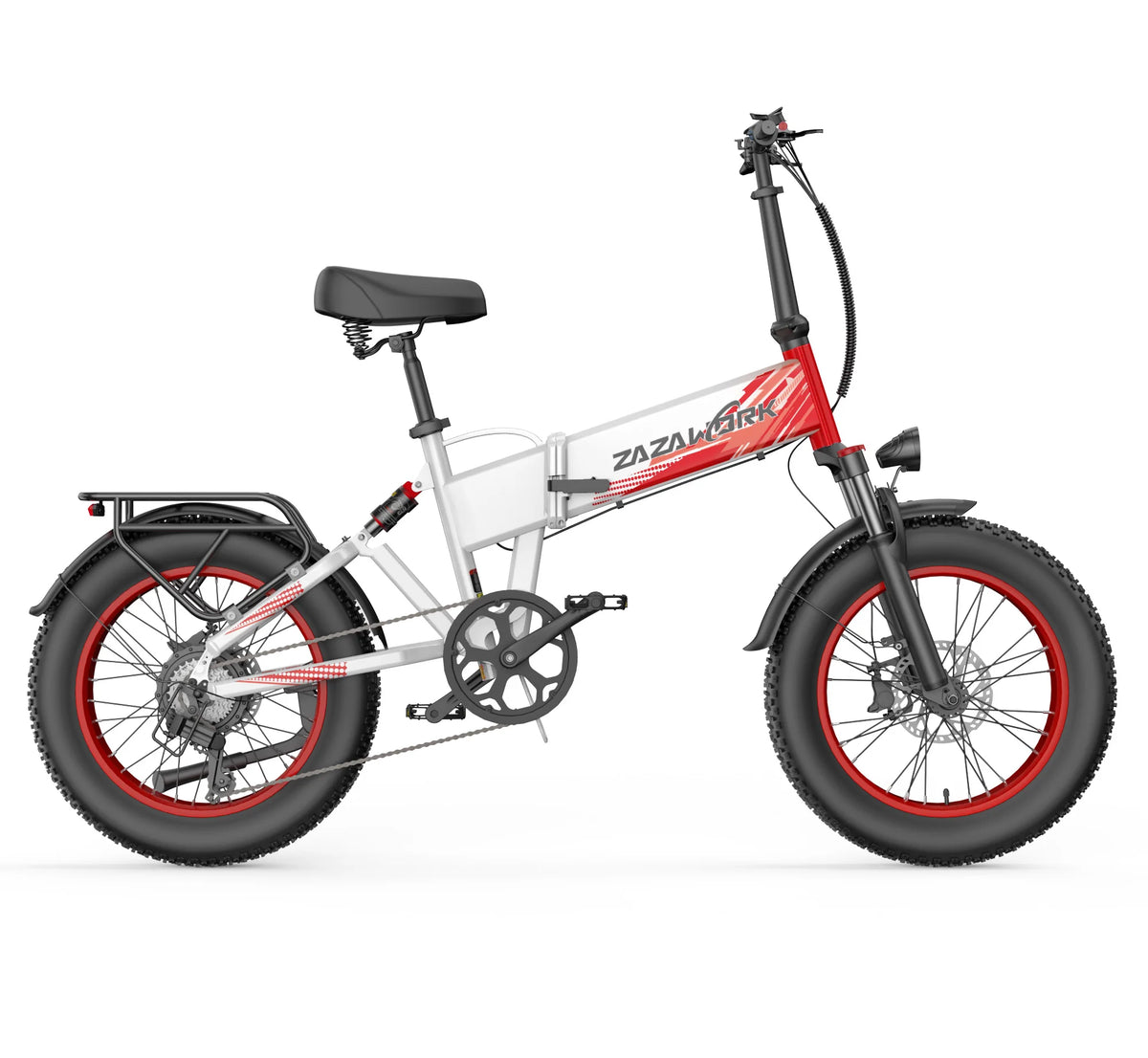 Bicicleta eléctrica plegable todoterreno ZAZAWORK CF1000, motor de 250W, batería de 48V 20Ah, autonomía de hasta 120 km, neumáticos gruesos de 20"x4", suspensión delantera y trasera, bicicleta eléctrica de ciudad, con certificación CE