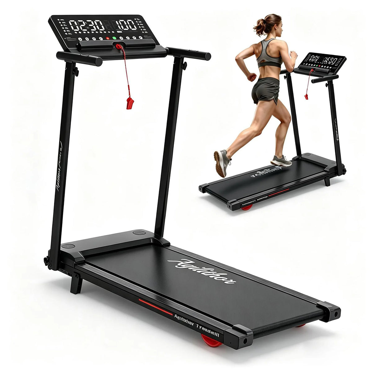 Caminadora Plegable para el Hogar YXT008D, Máquina de Correr Eléctrica de 1.0-10.0 KM/H con Control Remoto, Sensor de Pulso, Pantalla LCD y Soporte para Teléfono para Entrenamientos de Caminata y Trotar en Interiores