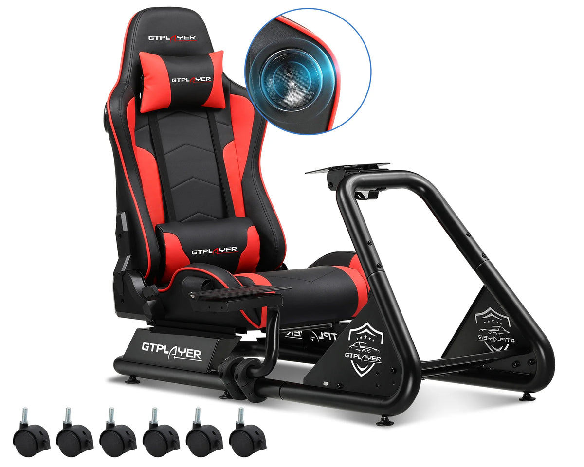 Cabina de simulación Gtplayer, cabina de simulación de carreras, soporte para volante de simulador de carreras con altavoces, soporte para volante y pedales