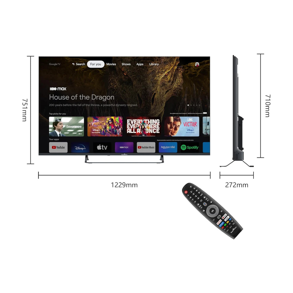 Smart Tech 55Ug10V3 55" Ultra HD 4K Smart HDR Google TV, Dolby Audio, Wi-Fi, Bluetooth, Chromecast, Negro