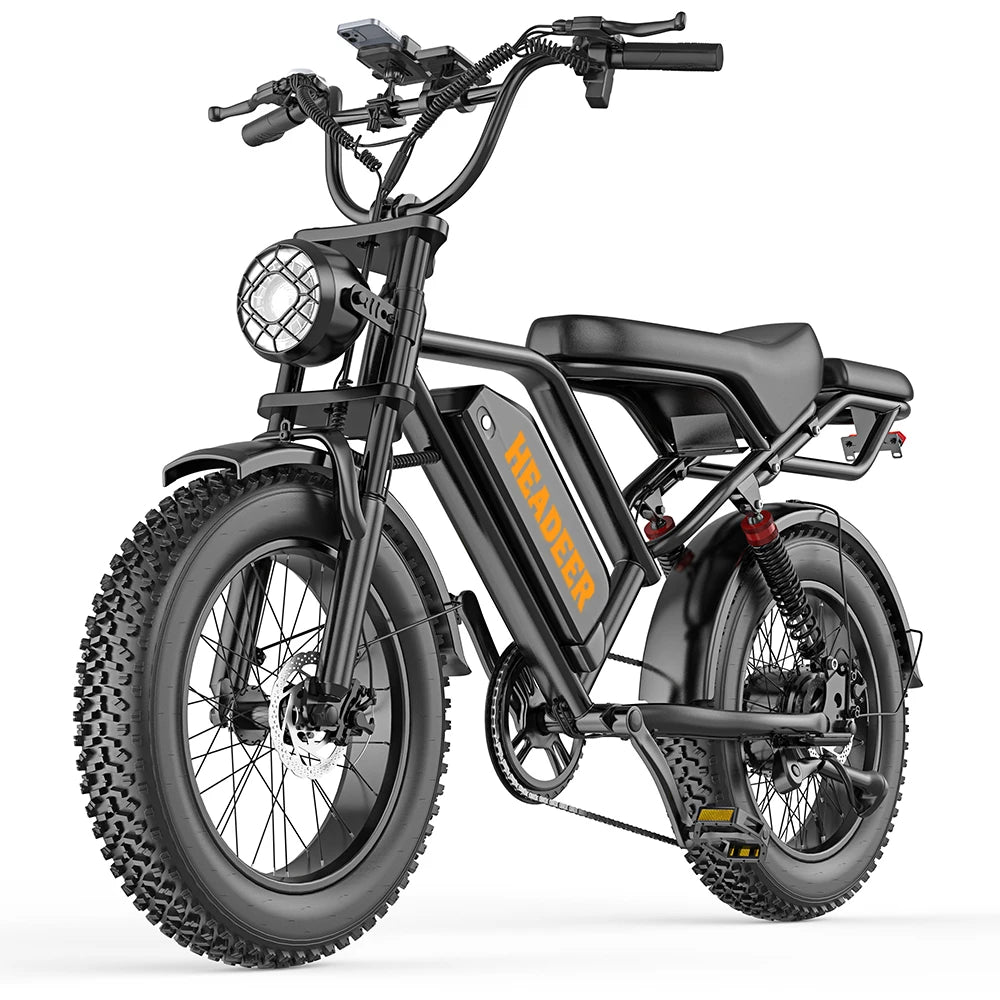 HEADEER BK20 750W Fat Tire Electric Bike for Adults, 48V 20Ah Battery, 20x4.0 All-Terrain E-Bike, 50KM/H, Dual Suspension