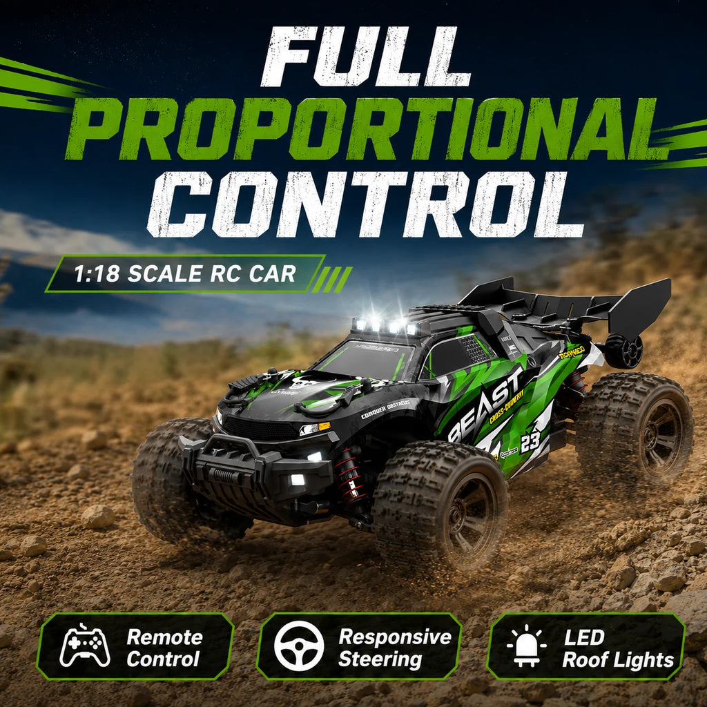 Coche teledirigido todoterreno ZNLYRION escala 1:18, modelo SG118PRO MAX, 4WD, alta velocidad 35 km/h, chasis de metal, luces LED, control remoto 2.4 GHz para niños y adultos
