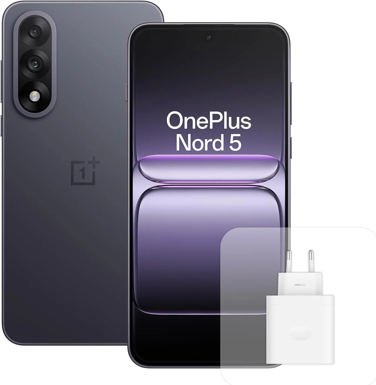 Smartphone OnePlus Nord 5, pantalla AMOLED de 6,83 pulgadas, Snapdragon 8s Gen 3, cámara dual de 50 MP, batería de 5200 mAh, con cargador de 80 W
