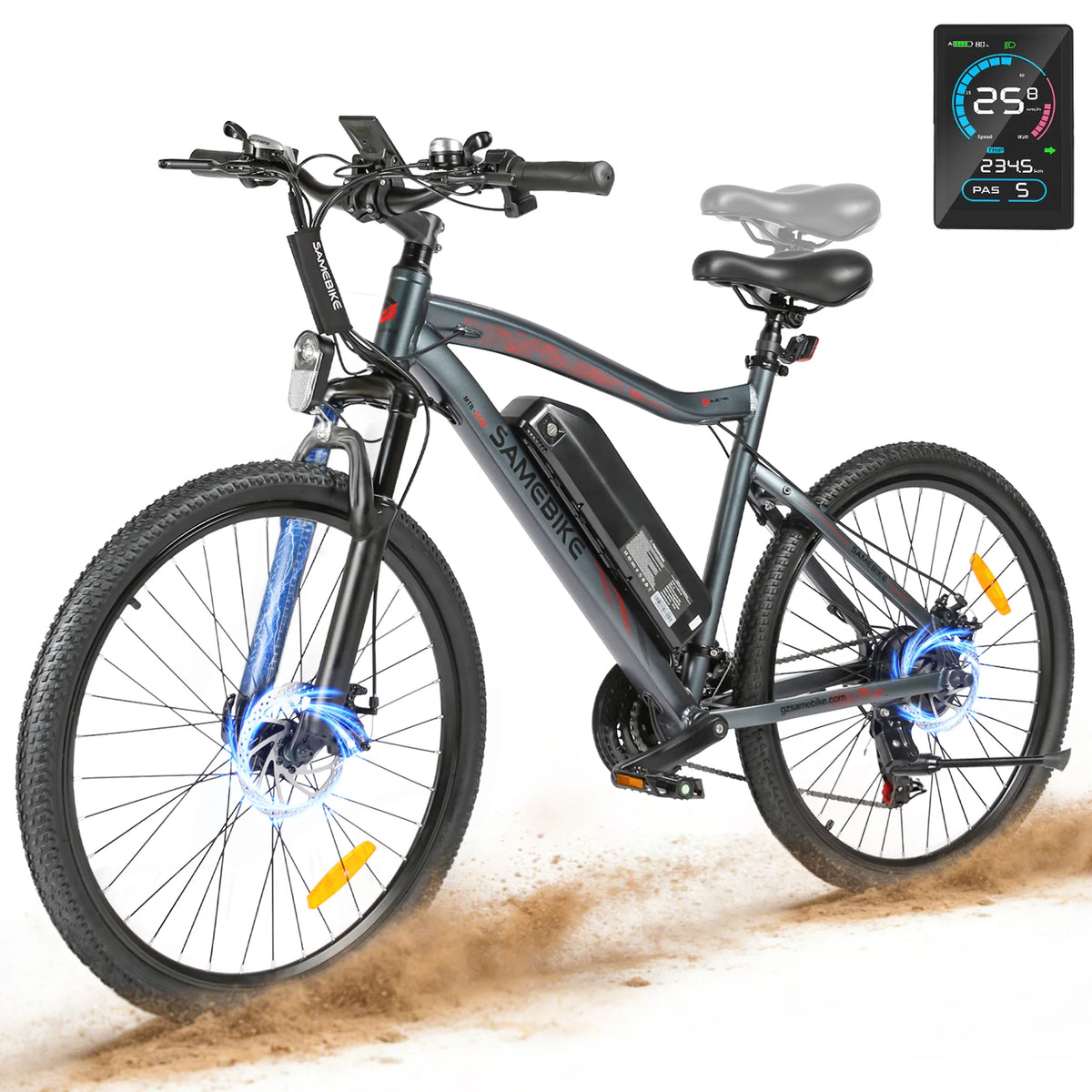 Bicicleta eléctrica para adultos SAMEBIKE SY26-II, 26 pulgadas, 36V 13Ah 250W, autonomía de 90KM, freno de disco, suspensión delantera
