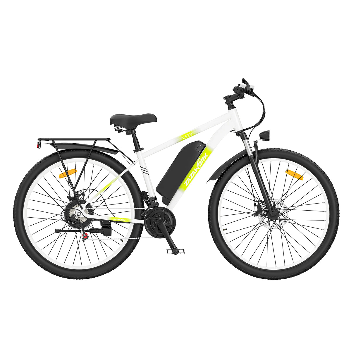 ZAZAWORK CF29 Bicicleta eléctrica de montaña de 29", motor de 250 W, batería de 48 V y 15 Ah, 21 velocidades, doble freno de disco, hasta 100 km de autonomía, bicicleta eléctrica todoterreno para desplazamientos, con certificación CE