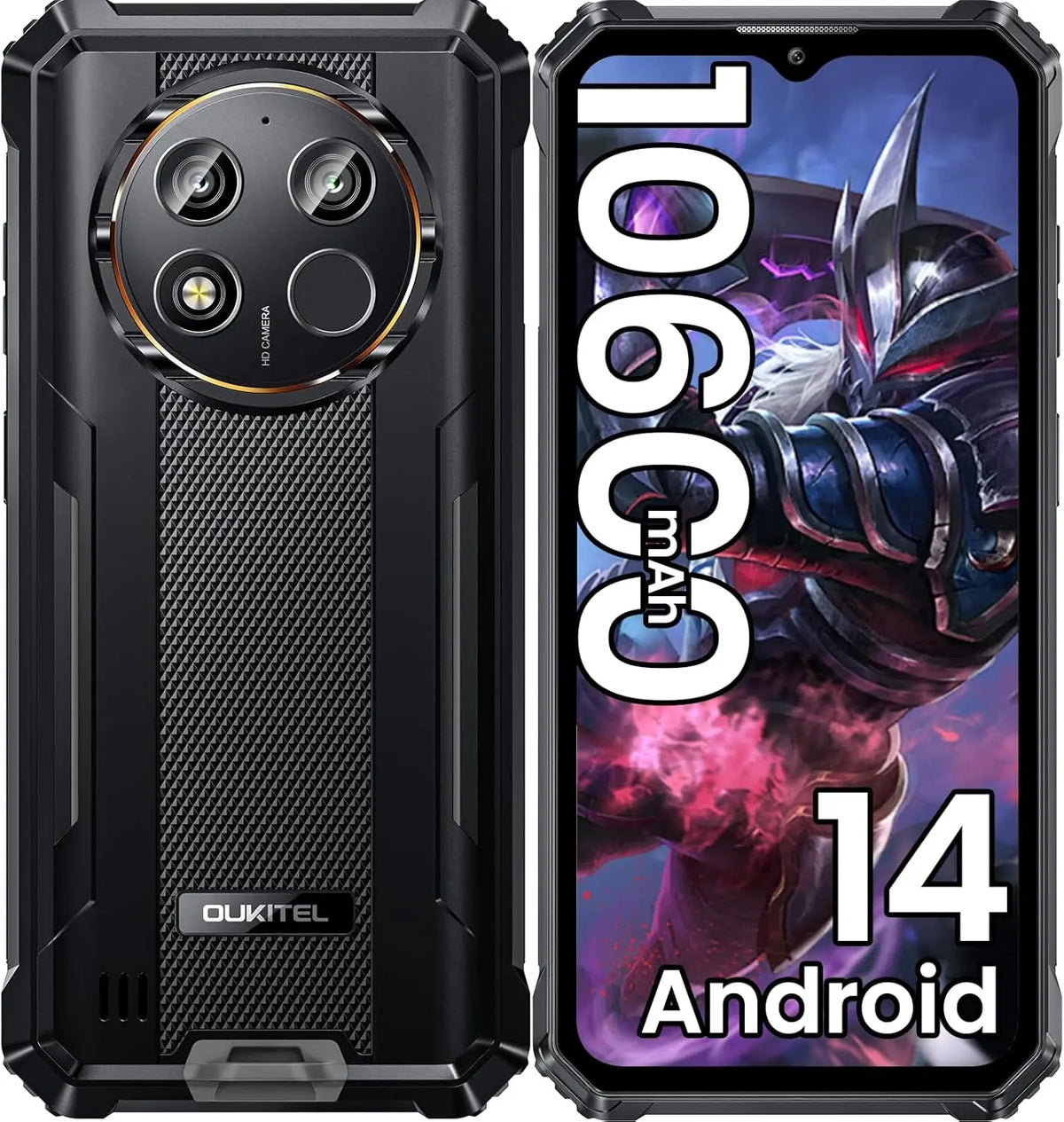 Teléfono Resistente OUKITEL WP28E Desbloqueado, 64 GB de ROM/TF 1 TB, Batería de 10600 mAh, Teléfono Celular con Pantalla de 6.52 Pulgadas, Cámara de 13 MP, 4G Dual