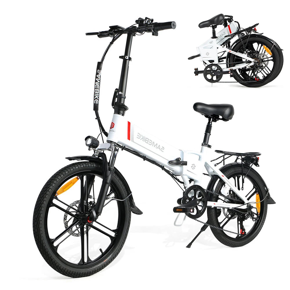 SAMEBIKE 20LVXD30-II Folding Electric Bike, 20 Inch Tire, 250W Brushless Motor, 48V 10Ah Battery, 25km/h Speed Limit, with Phone Holder, Portable E Bicycle for Adult Daily Commuting & Outdoor Trip