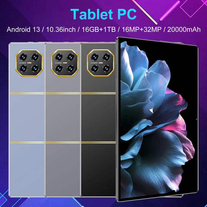 Nueva Tablet 5G WiFi Android 13 2026, 10 Núcleos, 16GB de RAM, 1TB de ROM, Batería de Gran Capacidad de 20000mAh, Cámara Dual de 16MP+32MP, Tablet Ligera para Niños, Aprendizaje, Juegos para Adultos, Viajes, Regalo de Vac