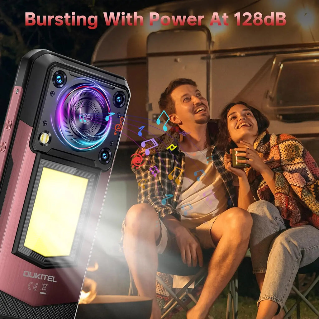 OUKITEL WP56, teléfono inteligente resistente 5G, desbloqueado, 32 GB + 256 GB/512 GB, Android 15, teléfono resistente, 16000 mAh con luz de camping, pantalla FHD+ de 6,8" y 120 Hz, carga rápida de 45 W, cámara de 108 MP,