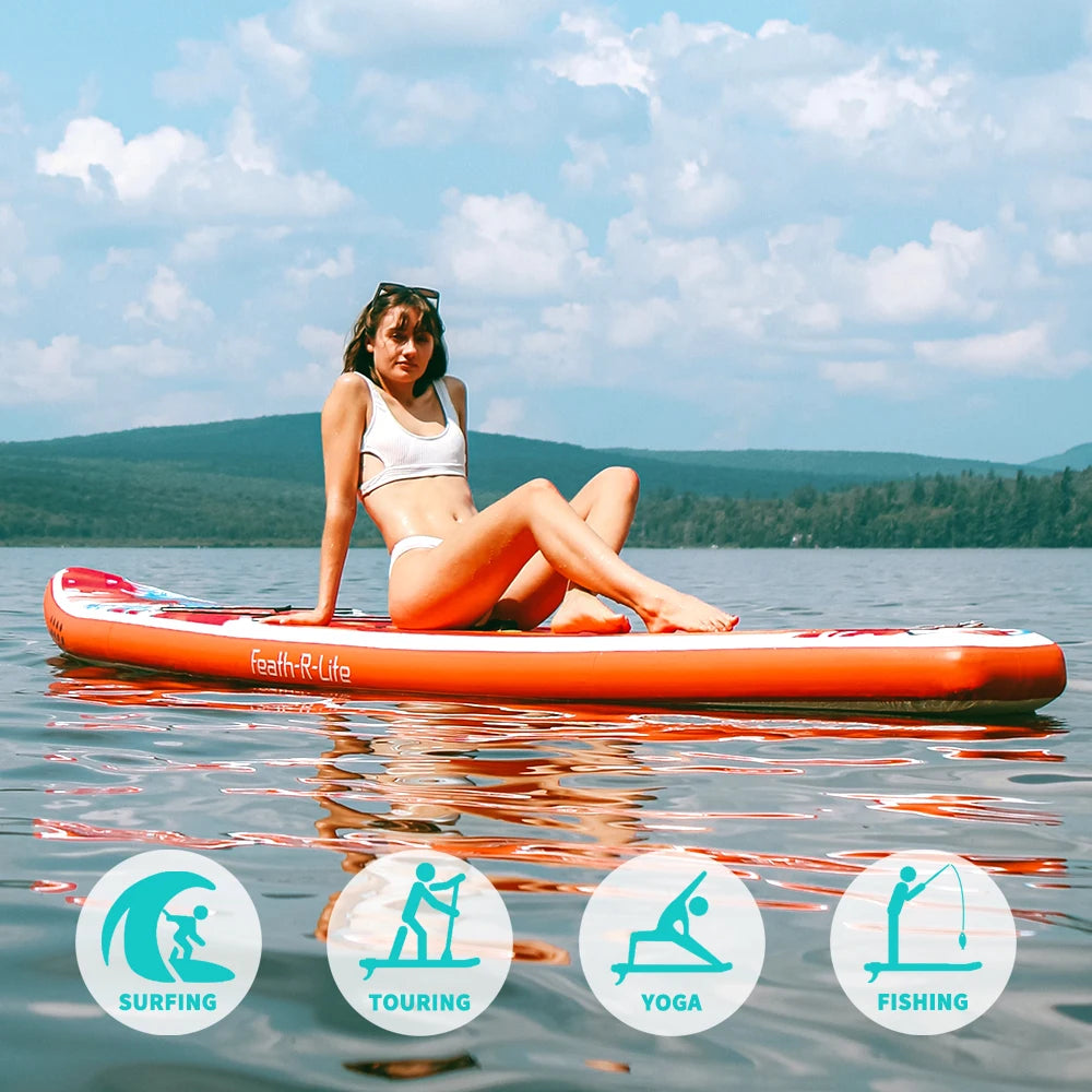 Tabla de Paddle Surf Inflable FunWater SUPFR01E 320cm-350cm, Tabla de Surf Completa con Accesorios, Remo Ajustable, Bomba, Mochila de Viaje ISUP, Correa, Bolsa Impermeable, Tabla de Paddle para Adultos