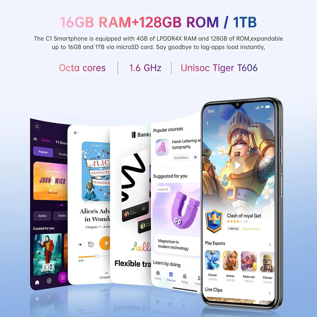 Teléfono celular OUKITEL C1 Android 15 desbloqueado, pantalla de gota de agua de 6.52'', 16GB+128GB (TF 1TB), batería de 5150mAh, cámara principal de 13MP y frontal de 5MP, teléfono móvil económico con doble SIM y desbl
