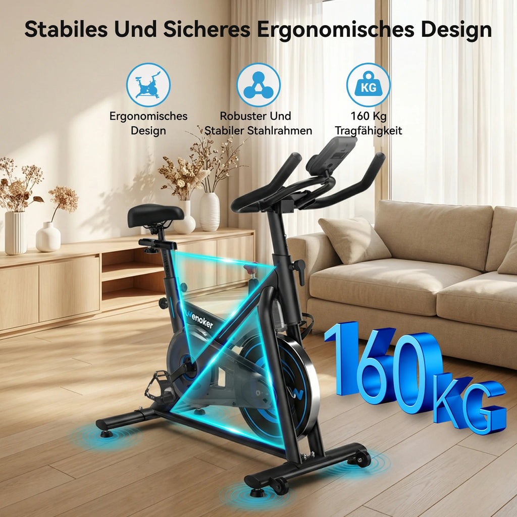Bicicleta de entrenamiento doméstico Wenoker con aplicación, ergómetro silencioso con resistencia magnética, bicicleta de spinning para ejercicio en casa, bicicletas de fitness para entrenamiento cardiovascular en casa, h
