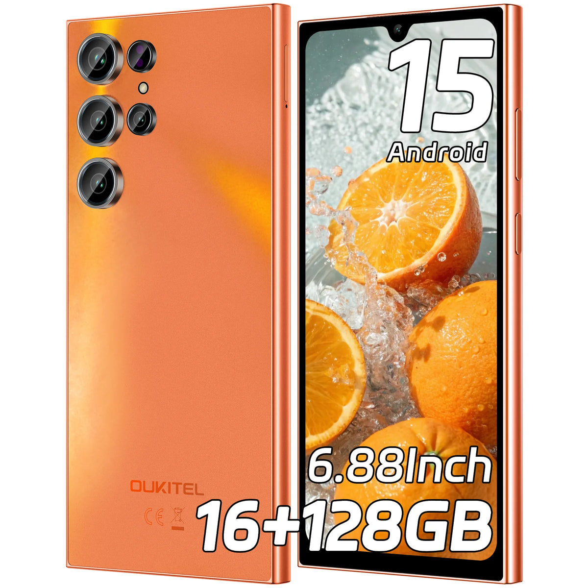 Teléfono Celular Desbloqueado OUKITEL C61 2025 - Android 15, Pantalla de 6.88 Pulgadas, Batería de 5150 mAh, 16 GB + 128 GB/1 TB, Cámara de 13 MP