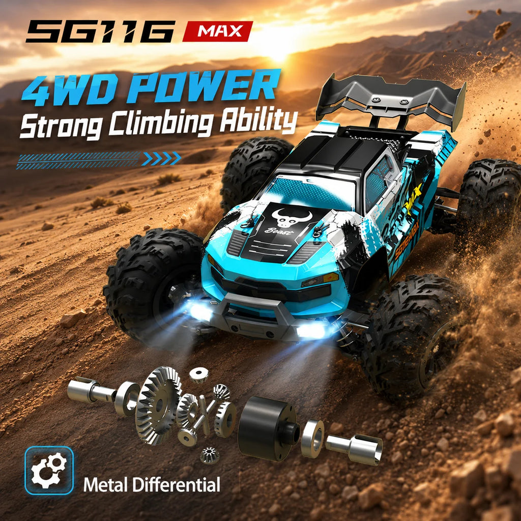 ZNLYRION SG116MAX PRO, Auto RC 4WD 1:16, Sin Escobillas, 80KM/H, Alta Velocidad, Todoterreno, Monster Truck, Control Remoto 2.4GHz, con Luz LED, para Niños y Adultos