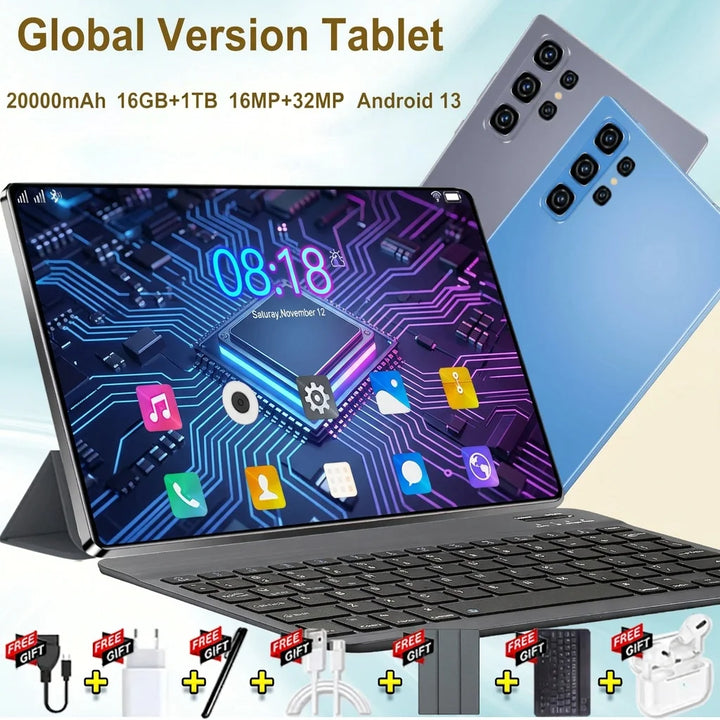 Tablet Android 13, 16 GB de RAM + 1 TB de ROM, 5G, 20000 mAh, 10.36 pulgadas, 14 núcleos, WiFi global, doble SIM, cámara de 16+32 MP, tablet para oficina