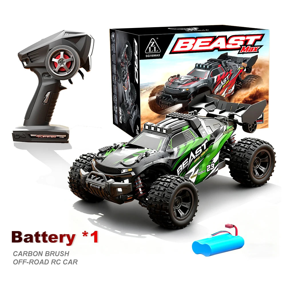 Coche teledirigido ZNLYRION SG118MAX PRO 4WD RC 1:16 sin escobillas, camión monstruo todoterreno de alta velocidad 80 KM/H, 2.4 GHz con luz LED para niños y adultos