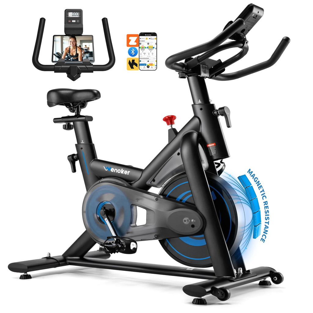 Bicicleta de entrenamiento doméstico Wenoker con aplicación, ergómetro silencioso con resistencia magnética, bicicleta de spinning para ejercicio en casa, bicicletas de fitness para entrenamiento cardiovascular en casa, h