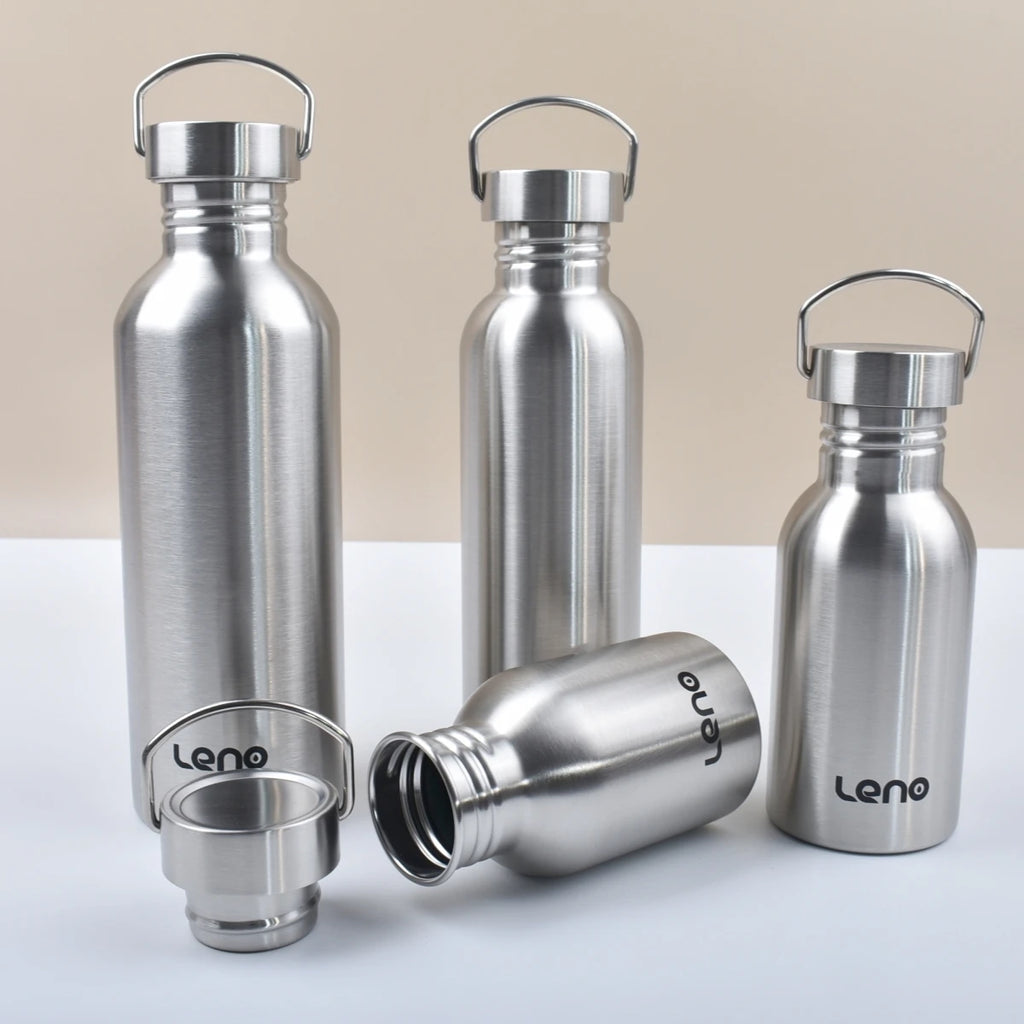 Botella de agua de acero inoxidable, 350-2000ml, boca grande, botella para beber de una sola pared, frascos deportivos con tapa totalmente de acero
