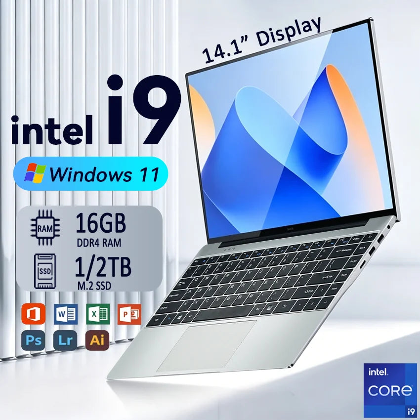 2026 Brand New Portable Intel Core I9 10980HK Desktop Laptop Windows 11 14.1 inch Gaming Computer PC Gamer Laptops I9 Study Work PC Notebook Laptop