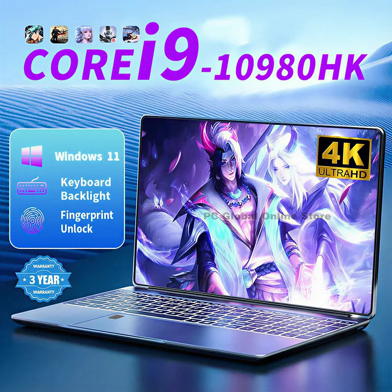 Fingerprint Unlock 15.6' Intel Core I9 10980HK Computer Windows 11 Pro 16GB DDR4 1TB SSD Notebook PC Portable Laptops Gaming