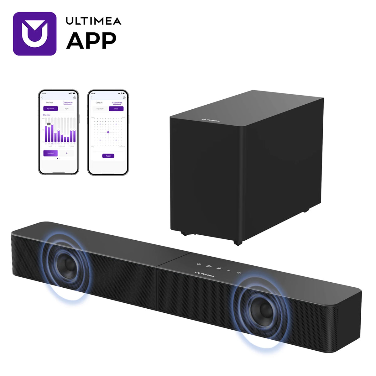 Barra de Sonido ULTIMEA 2.1ch para Smart TV, Subwoofer Inalámbrico de 5.25'', BassMX y VoiceMX, Control por Aplicación, Potencia Máxima de 240W, Modelo 2026