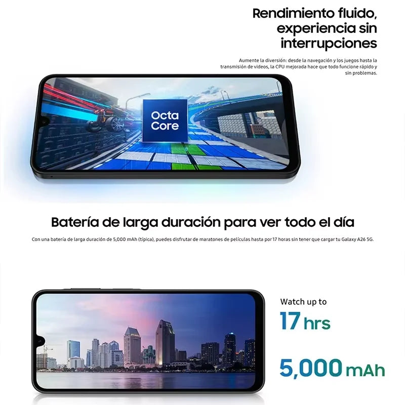 Samsung Galaxy A26 5G 6.7" Super AMOLED Display Octa-core Processor 5000mAh Battery 25W Fast Charging 50MP Camera IP67 Dual SIM Smartphone