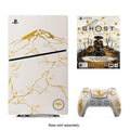 Consola PlayStation 5 Slim con diseño de mapa dorado y mando inalámbrico incluido