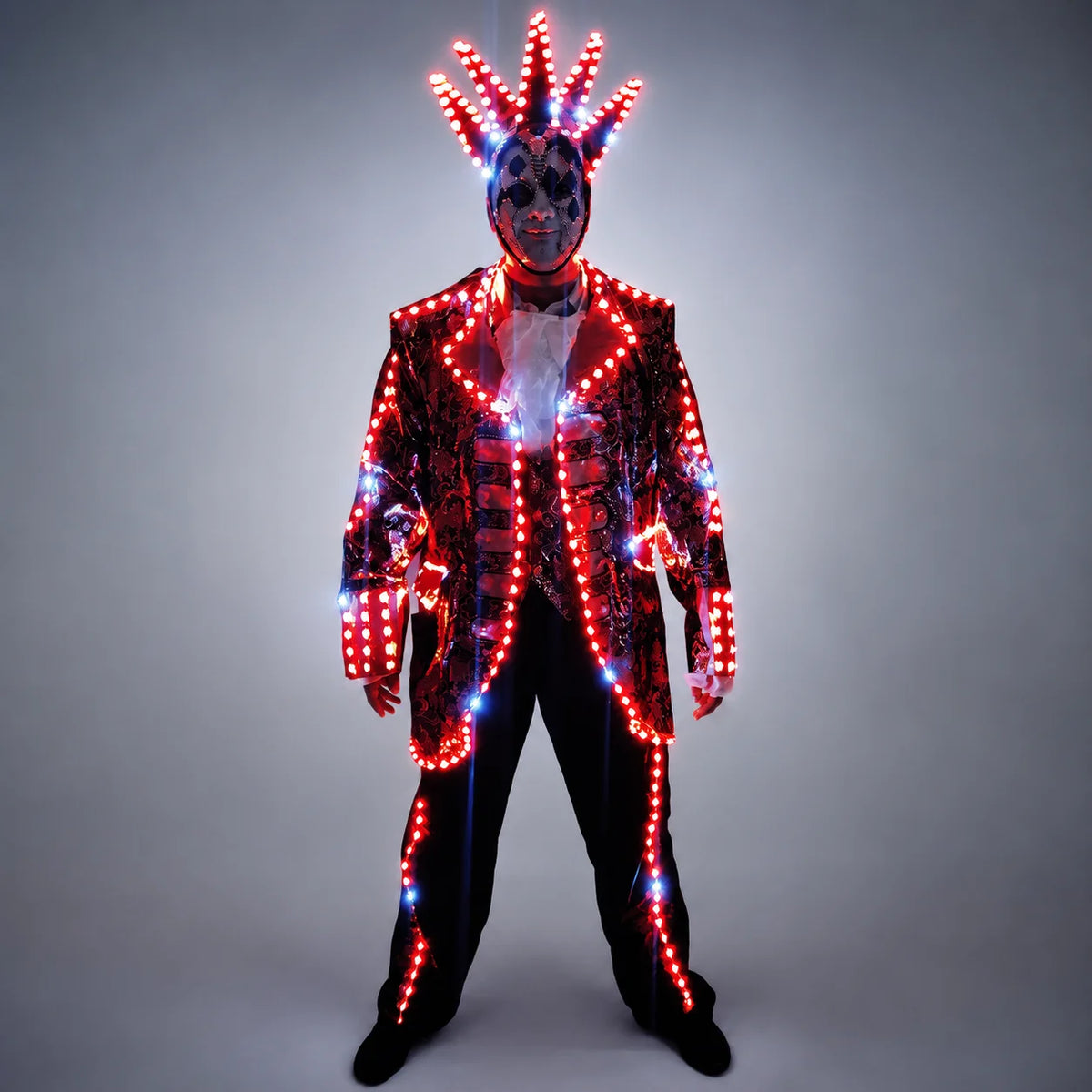 Traje LED de Colores Completos para Disfraz de Tron con Máscara - Traje Luminoso para Fiestas y Eventos