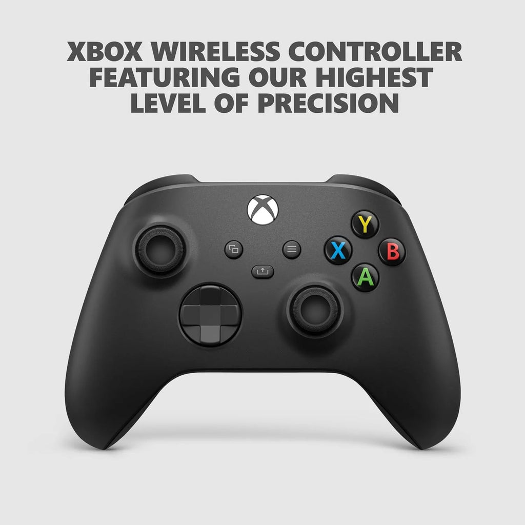 Controlador inalámbrico Xbox negro con botones de colores