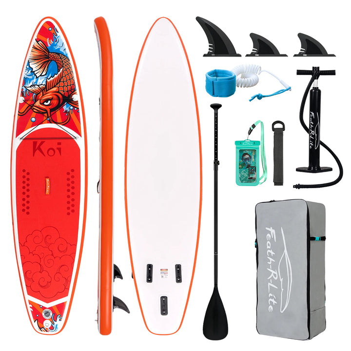 Tabla de Paddle Surf Inflable FunWater SUPFR01D de 335 cm, Tabla de Paddle Surf Completa con Accesorios, Remo Ajustable, Bomba, Mochila de Viaje ISUP, Correa, Bolsa Impermeable, Tabla de Paddle para Adultos