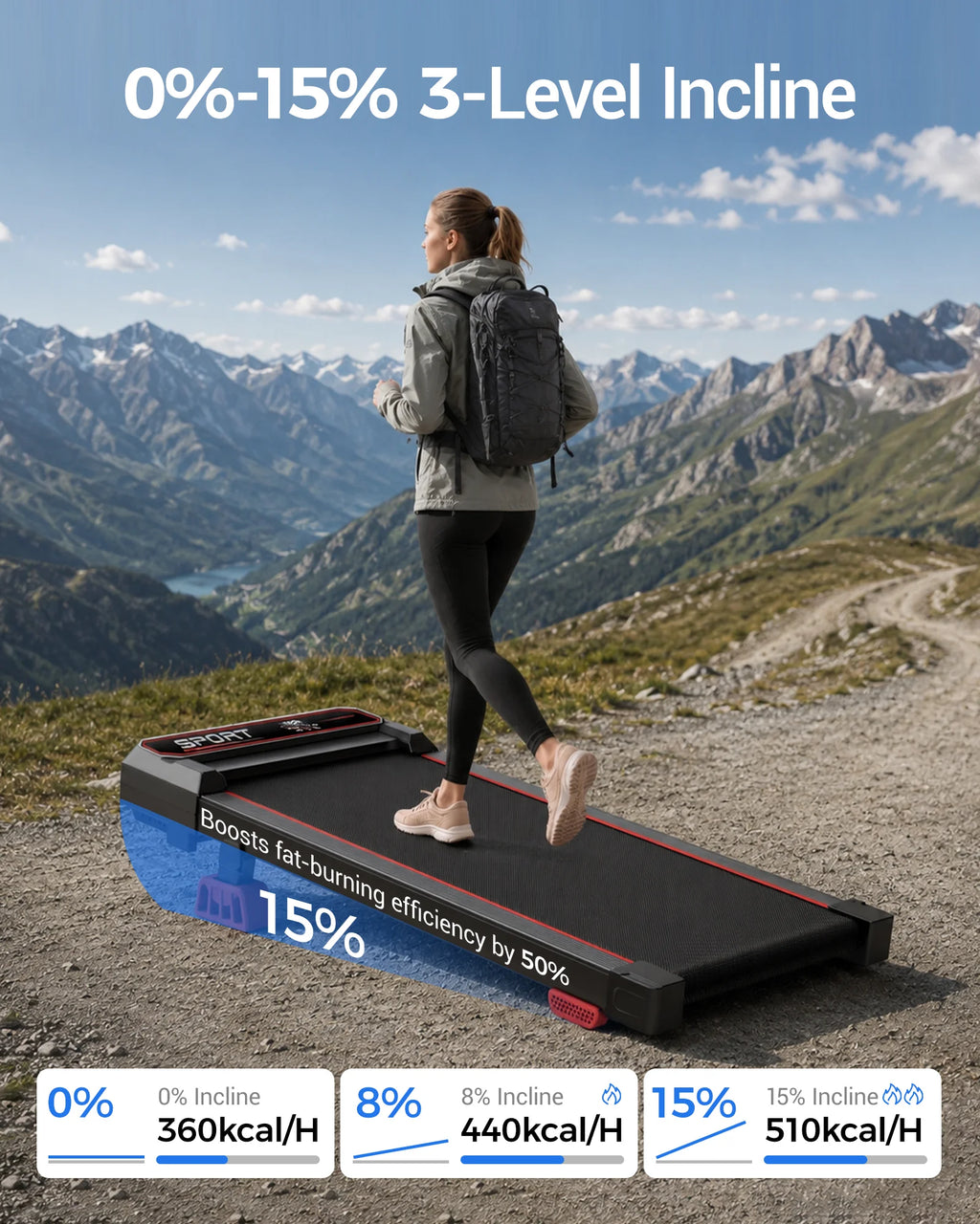 Caminadora Robore U19, plegable, para uso doméstico, máquina de ejercicio eléctrica portátil, motor sin escobillas de 3,0 CV, caminadora silenciosa para apartamentos, con sistema de absorción de impactos, control remoto,