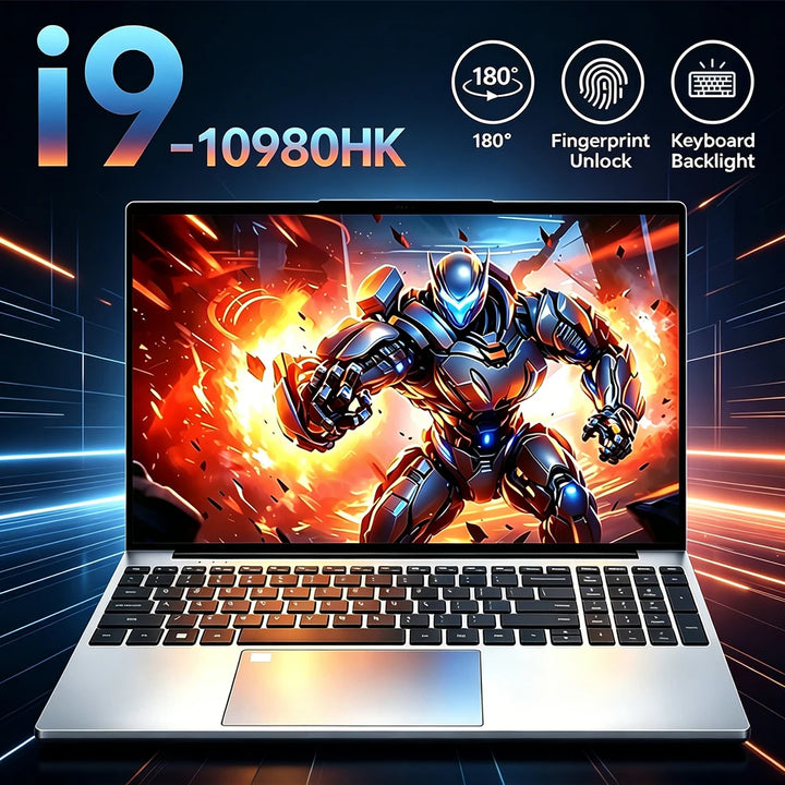 15.6 inch Laptop Windows 11 i9 Notebook Fingerprint UnIock Intel Core i9-10980HK 16GB RAM 1TB 2TB SSD Office Gaming Laptops