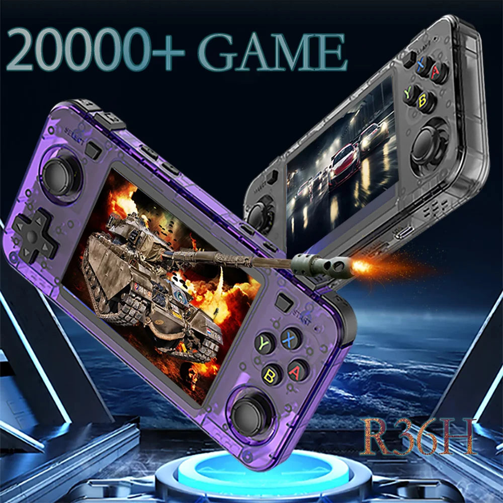 Consola de juegos retro portátil R36H ARKOS, reproductor de video de bolsillo de 64G 128G, pantalla IPS de 3.5 pulgadas, formato horizontal R36S, regalo para niños