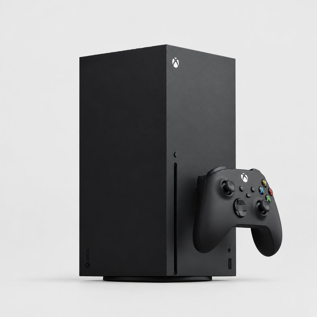 Consola Xbox Series X negra con controlador inalámbrico