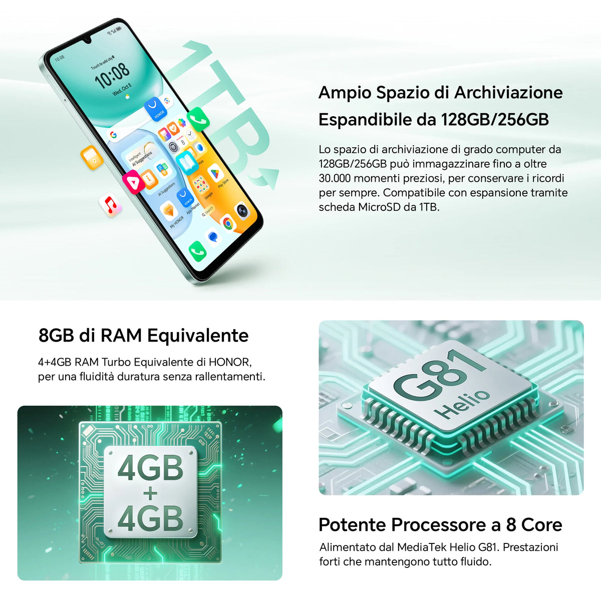 Smartphone HONOR X5c Plus con batería de 5260 mAh, pantalla de 90 Hz, cámara de 50 MP + 5 MP, Android 15, teléfono Android libre sin contrato (pantalla de 6,74 pulgadas, procesador de ocho núcleos)