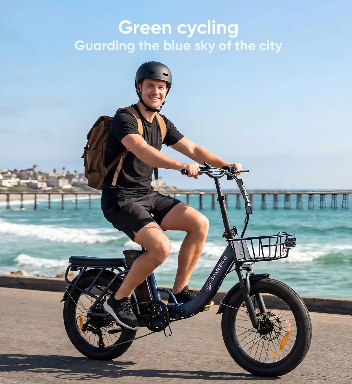 SAMEBIKE CY20 Pro 20-inch Fat-Tire Folding Electric Bicycle | 48V 13A Detachable Battery | Peak 50N·m Hub Motor | All-Terrain Commuting and Off-Road Dual-Purpose | Cargo-Capable Portable E-Bike, Adult Electric Bicycle