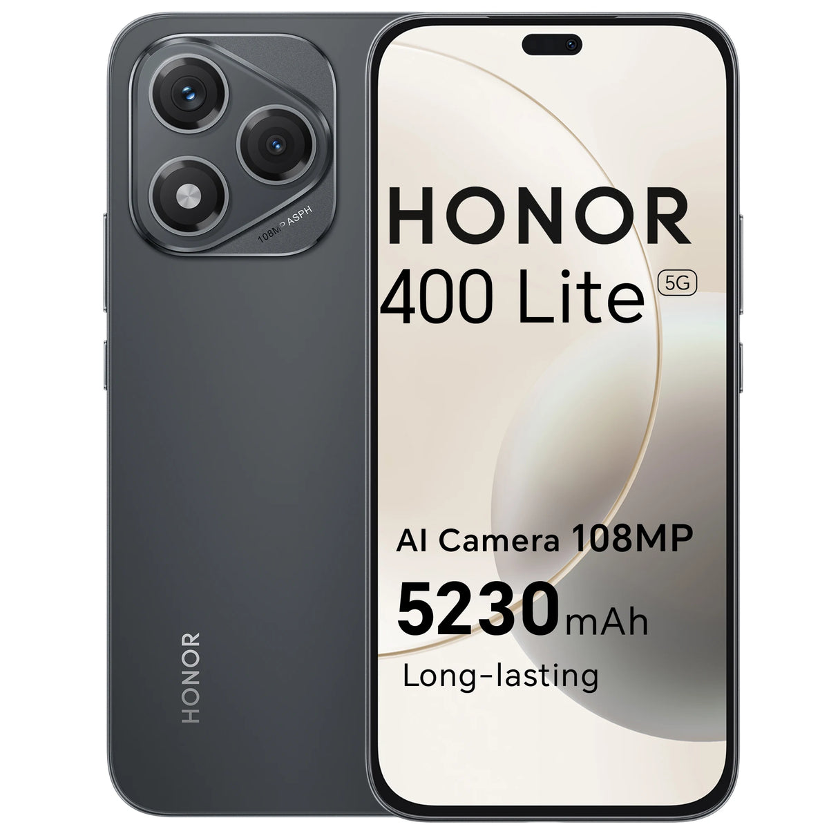 Smartphone HONOR 400 Lite 5G, 256 GB/8 GB RAM, teléfono Android libre sin contrato, 108 MP con botón de cámara IA, doble SIM, 5230 mAh, Android 15