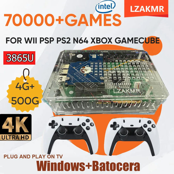 Consola de Juegos Retro U9 PRO, Disco Duro de 500 GB, Windows + Batocera, 3865U, Más de 7000 Juegos para Wii, PS2, XBOX, PSP, GameCube, N64, Control Inalámbrico