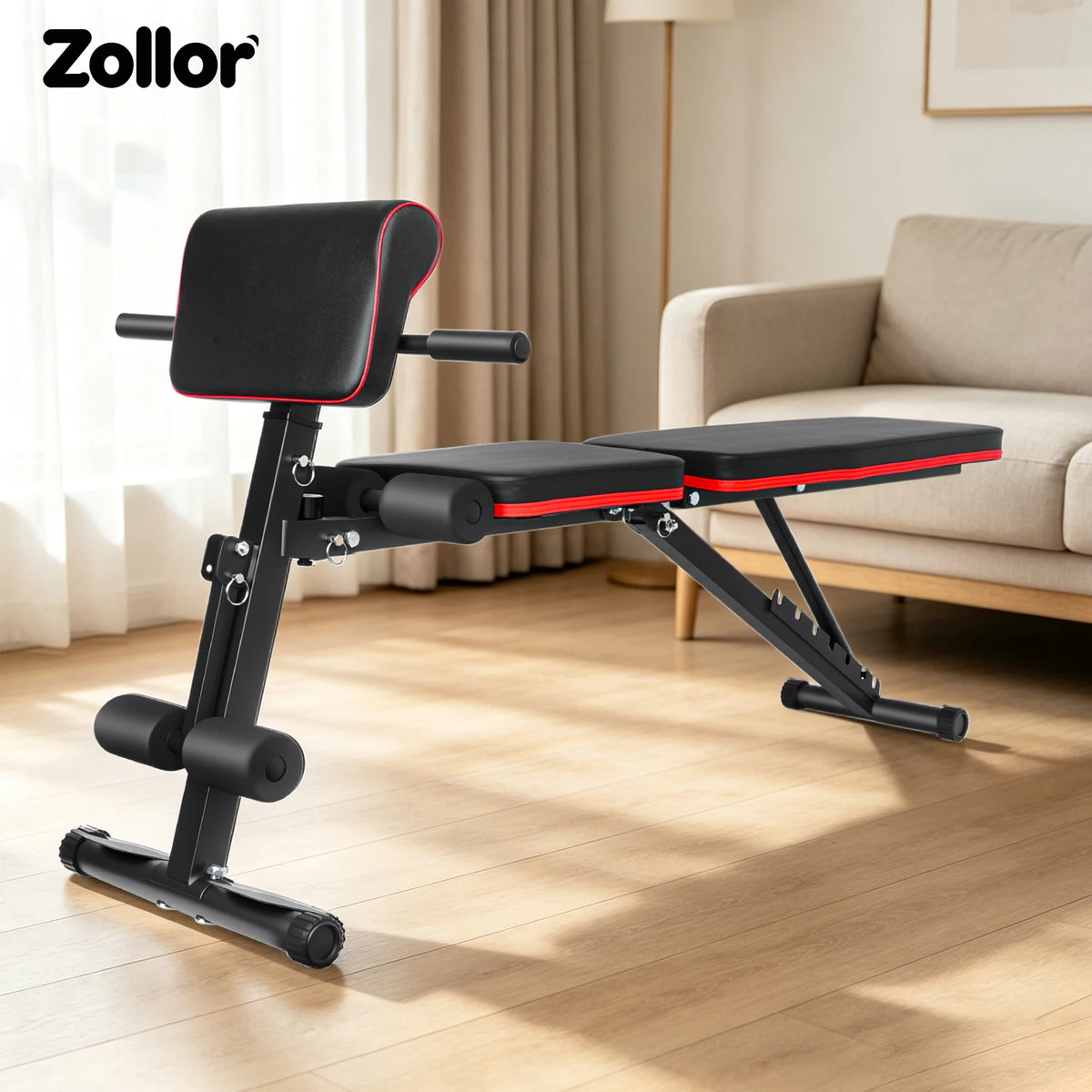 Banco de Pesas Plegable Multifuncional 6 en 1, Banco de Ejercicios con Respaldo Ajustable en 7 Posiciones y Cuerdas de Resistencia para Entrenamiento de Cuerpo Completo en Casa