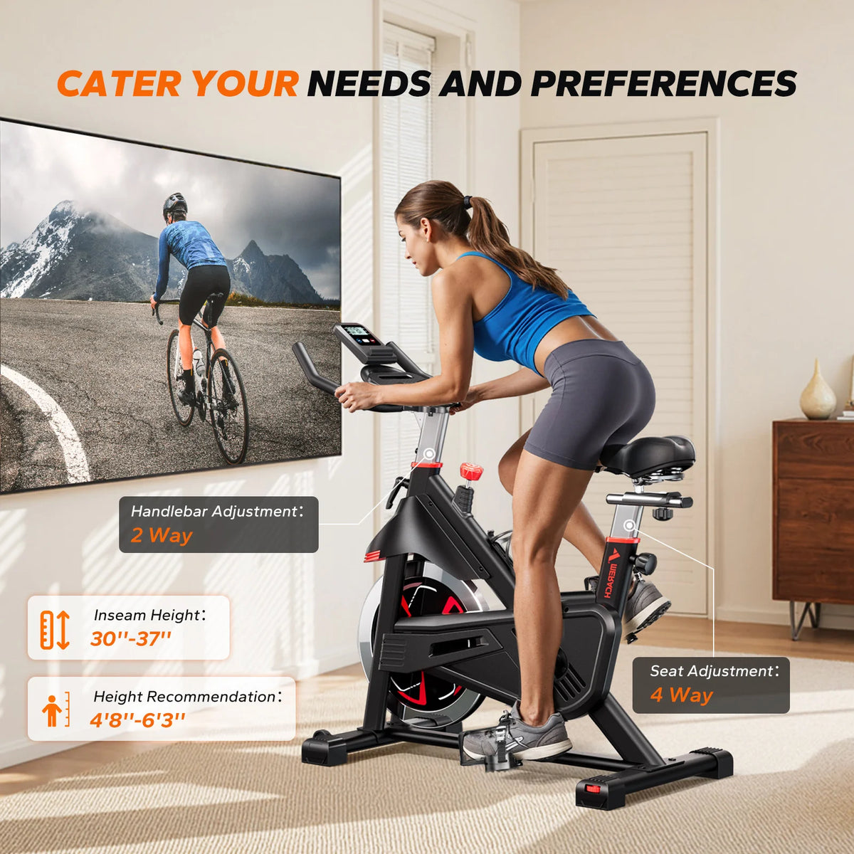 Bicicleta Estática Magnética MERACH, Capacidad de 350 Libras, Bajo Nivel de Ruido, Bicicleta de Ejercicio para Interiores, Resistente, para Gimnasio en Casa, con Aplicación Exclusiva de Entrenamiento, Asiento y Manilla