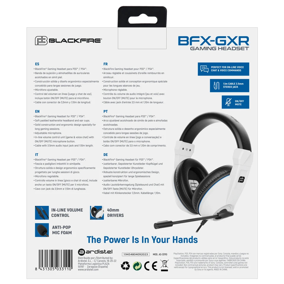 Auriculares estéreo con cable para juegos Blackfire BFX-GXR para PS5 y PS4