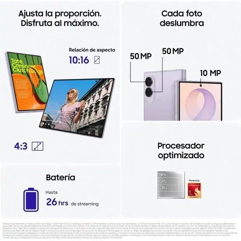 Samsung Galaxy Z Fold8 5G con pantalla Dynamic AMOLED 2X de 7,6 pulgadas, 12 GB de RAM, 256 GB de almacenamiento, grafito: smartphone plegable ultraligero con procesador Snapdragon 8 Elite Gen 5, batería de 4800 mAh y carga rápida.