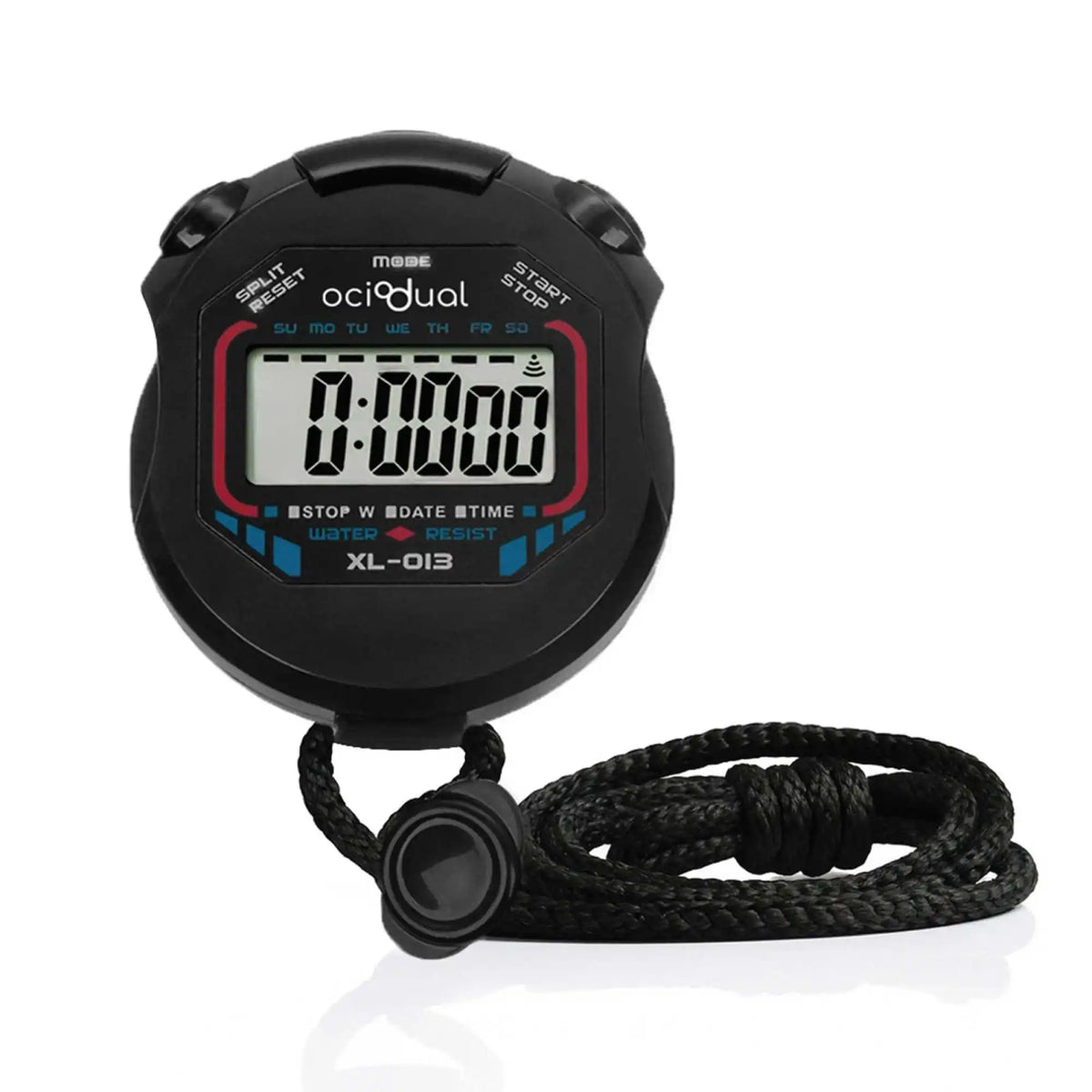 Ociodual Cronometro Digital Deportivo Reloj Alarma XL-013 Negro Pantalla LCD Luz con Correa para Atletismo Natacion