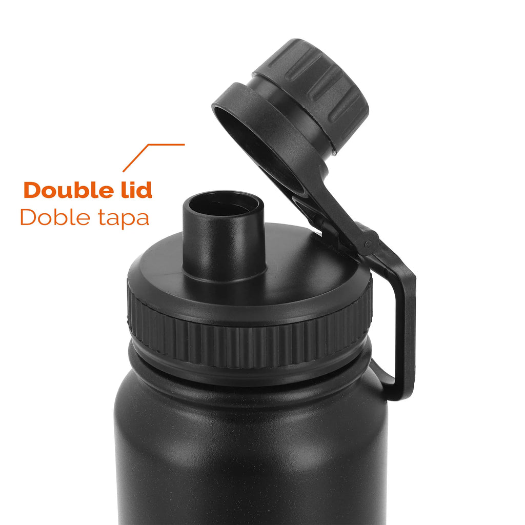 Aktive - Botella térmica, 800 ml, acabado metálico, acero inoxidable 18/8, medidas 8,5x8x28 cm, sistema antigoteo, libre de BPA, botella agua térmica, botellas termo, cantimplora térmica